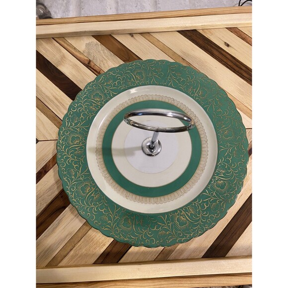 Vintage Viceroy China Floral Lazy Suzan Handled Tidbit Dessert Serving Tray - Picture 2 of 8